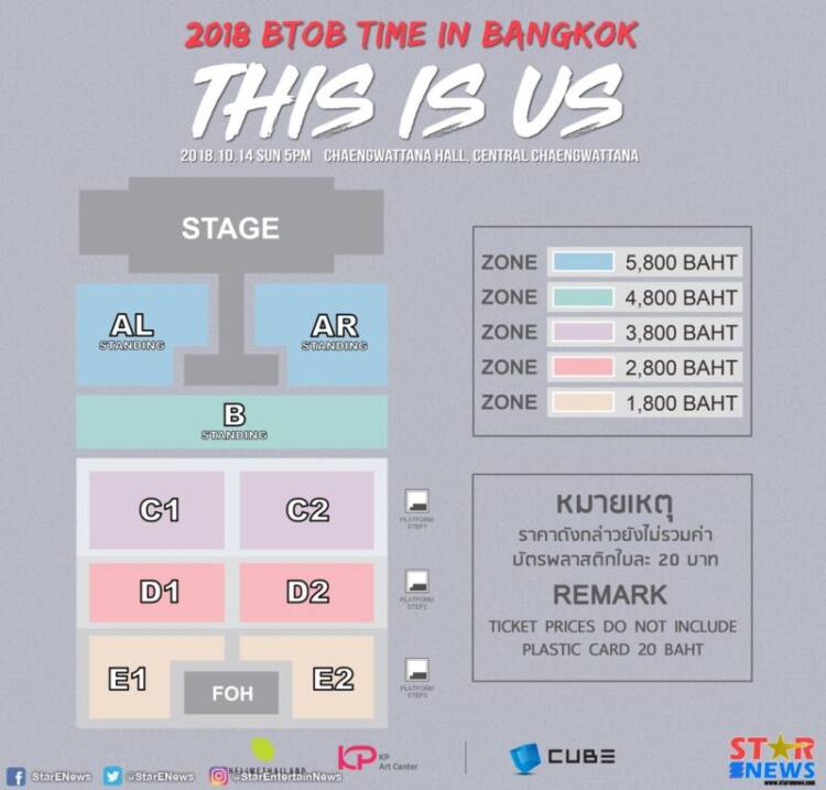 Tickets Price 2018 BTOB TIME IN BANGKOK ‘THIS IS US’